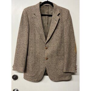 Vintage Coat Mens Brown Tweed‎ Wool Union Professor Patches Sport Coat Blazer